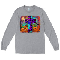 Heather Grey halloween cross Long Sleeve Tee - JahusDesignShop
