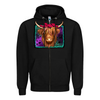 Black halloween highland cow Zipper Hoodie - Jasminsmagicworld