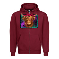 Burgundy halloween highland cow Zipper Hoodie - Jasminsmagicworld