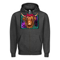 Charcoal Heather halloween highland cow Zipper Hoodie - Jasminsmagicworld