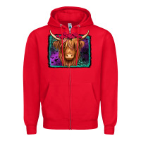 Red halloween highland cow Zipper Hoodie - Jasminsmagicworld