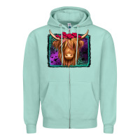 Seafoam halloween highland cow Zipper Hoodie - Jasminsmagicworld