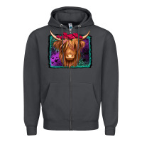 Smoke halloween highland cow Zipper Hoodie - Jasminsmagicworld