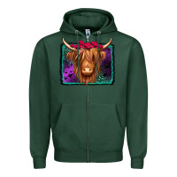 Sports Green halloween highland cow Zipper Hoodie - Jasminsmagicworld