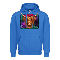 True Royal halloween highland cow Zipper Hoodie - Jasminsmagicworld