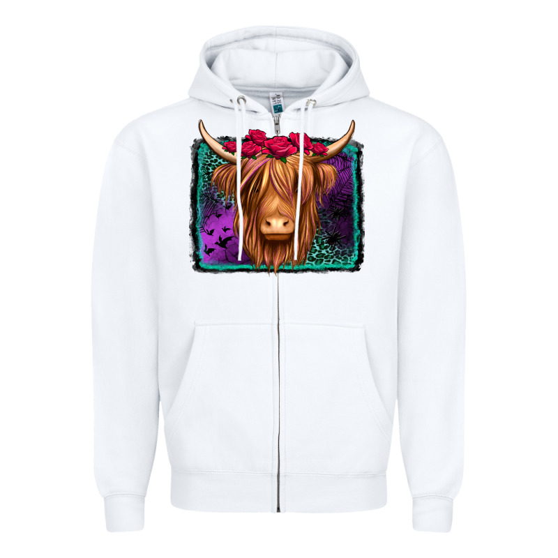 Halloween Highland Cow Zipper Hoodie by Jasminsmagicworld | Teevron