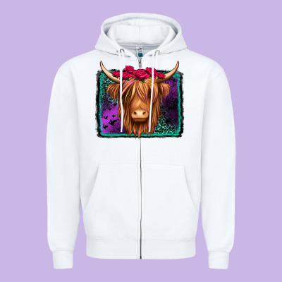 Halloween Highland Cow Zipper Hoodie Designed By Jasminsmagicworld