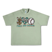 Oil Green peace love baseball Urban Heavy Tee - CowhideDigitalArt