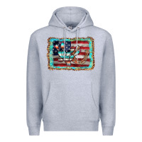 Heather Grey flag cactus horseshoe Premium Hoodie - AdoDesignShop