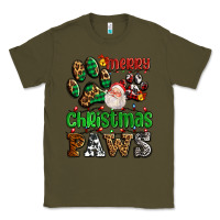Army Green merry christmas paws with santa Classic Tee - AdoDesignShop
