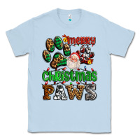 Dusty Blue merry christmas paws with santa Classic Tee - AdoDesignShop