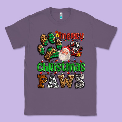 Merry Christmas Paws With Santa Classic Tee Designed By Adodesignshop