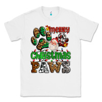White merry christmas paws with santa Classic Tee - AdoDesignShop