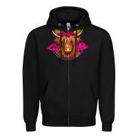 Black halloween highland cow horseshoe Zipper Hoodie - Jasminsmagicworld