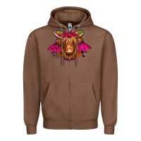 Chestnut halloween highland cow horseshoe Zipper Hoodie - Jasminsmagicworld