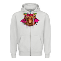 Dove Grey halloween highland cow horseshoe Zipper Hoodie - Jasminsmagicworld