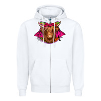 White halloween highland cow horseshoe Zipper Hoodie - Jasminsmagicworld