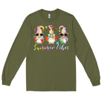Army Green summer vibes gnomes Long Sleeve Tee - Artiststas