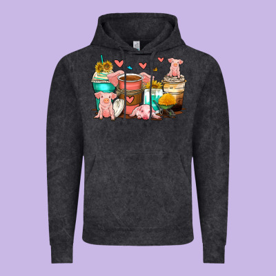 Pigs Coffee Cups Vintage Hoodie Designed By Zillion Design Studio