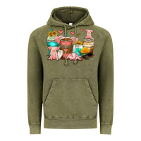 Vintage Olive pigs coffee cups Vintage Hoodie - Zillion Design Studio
