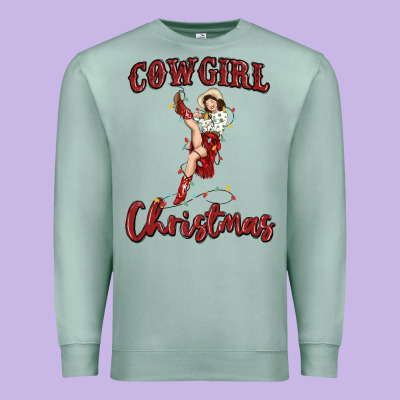 Cowgirl Christmas Premium Sweatshirt Designed By Maliassmallbusiness