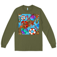 Army Green summer with leopard seamless pattern Long Sleeve Tee - BundleAndBundleShop