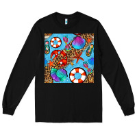 Black summer with leopard seamless pattern Long Sleeve Tee - BundleAndBundleShop