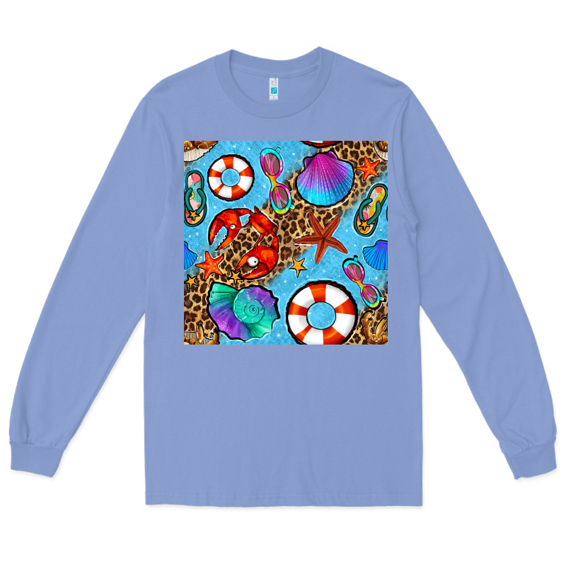 Summer With Leopard Seamless Pattern Long Sleeve Tee by BundleAndBundleShop | Teevron