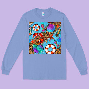 Summer With Leopard Seamless Pattern Long Sleeve Tee Designed By Bundleandbundleshop