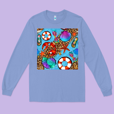 Summer With Leopard Seamless Pattern Long Sleeve Tee Designed By Bundleandbundleshop