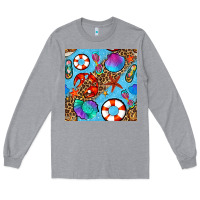 Heather Grey summer with leopard seamless pattern Long Sleeve Tee - BundleAndBundleShop