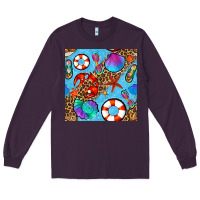 Plum summer with leopard seamless pattern Long Sleeve Tee - BundleAndBundleShop