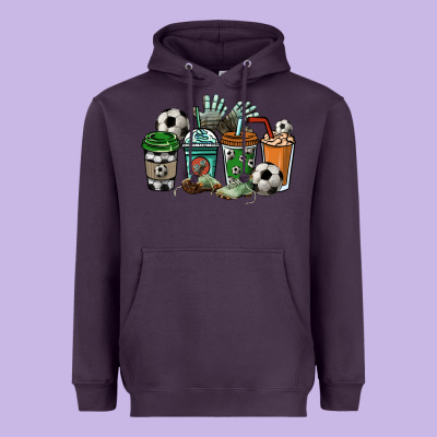 Soccer Coffee Cups Heavyweight Hoodie Designed By Nancycooperartshop