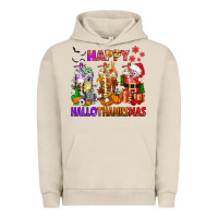 Pigment French Oak happy hallothanksmas coffee cups Urban Hoodie - texasbilliewilder