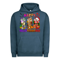Pigment Midnight Navy happy hallothanksmas coffee cups Urban Hoodie - texasbilliewilder