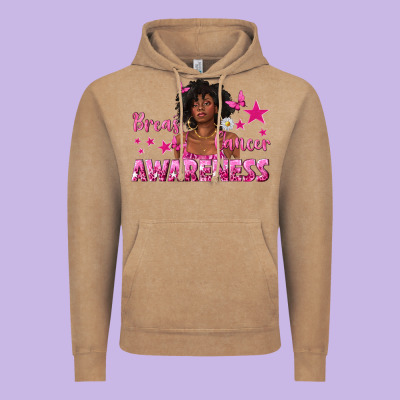 Breast Cancer Awareness With Afro Woman Vintage Hoodie Designed By Texasbilliewilder