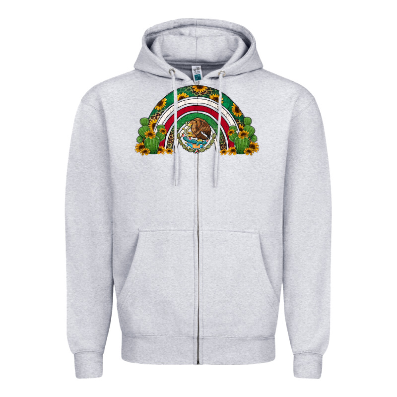 Mexican Flag Cactus And Sunflowers Rainbow Zipper Hoodie by Jasminsmagicworld | Teevron