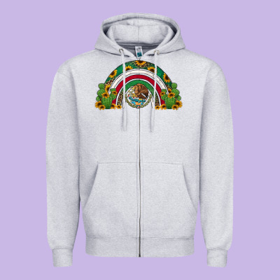 Mexican Flag Cactus And Sunflowers Rainbow Zipper Hoodie Designed By Jasminsmagicworld
