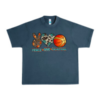 Midnight Navy peace love basketball Urban Heavy Tee - CowhideDigitalArt
