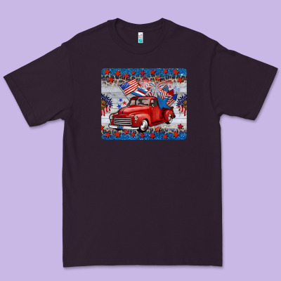 American Truck 4th Of July Mousepad Premium Tee Designed By Barkaloodesign