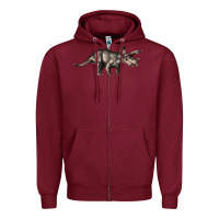 Burgundy Triceratops Horridus Zipper Hoodie - LillyAllenDesigns