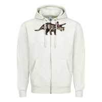 Oatmeal Heather Triceratops Horridus Zipper Hoodie - LillyAllenDesigns