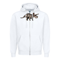 White Triceratops Horridus Zipper Hoodie - LillyAllenDesigns