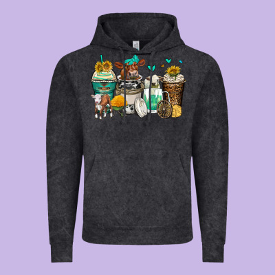 Cows Coffee Cups Vintage Hoodie Designed By Zillion Design Studio