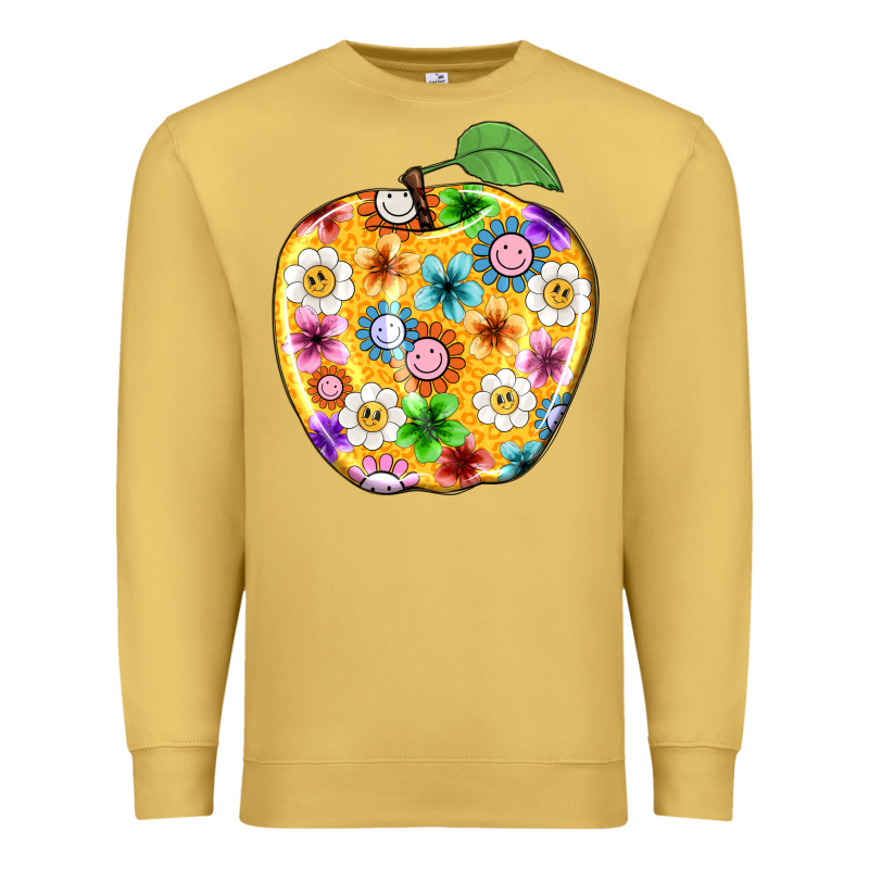 Colorful Flora Apple Teacher Premium Sweatshirt by NancyCooperArtShop | Teevron