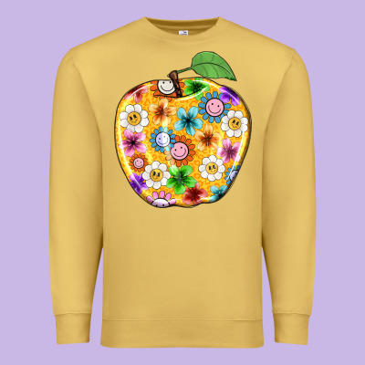 Colorful Flora Apple Teacher Premium Sweatshirt Designed By Nancycooperartshop