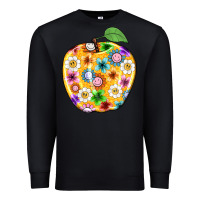 Black colorful flora apple teacher Premium Sweatshirt - NancyCooperArtShop