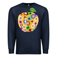 Navy colorful flora apple teacher Premium Sweatshirt - NancyCooperArtShop