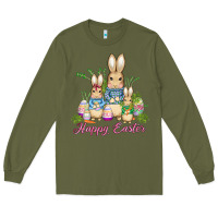 Army Green easter bunny family wıth carrots and eggs Long Sleeve Tee - AdoDesignShop