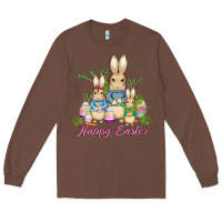 Chestnut easter bunny family wıth carrots and eggs Long Sleeve Tee - AdoDesignShop